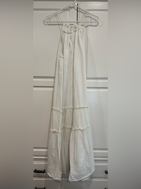 Cost Plus World Market Dresses & Skirts - World Market Boho Tiered Midi Dress Ivory with Metallic Accent Size L/XL Cotton